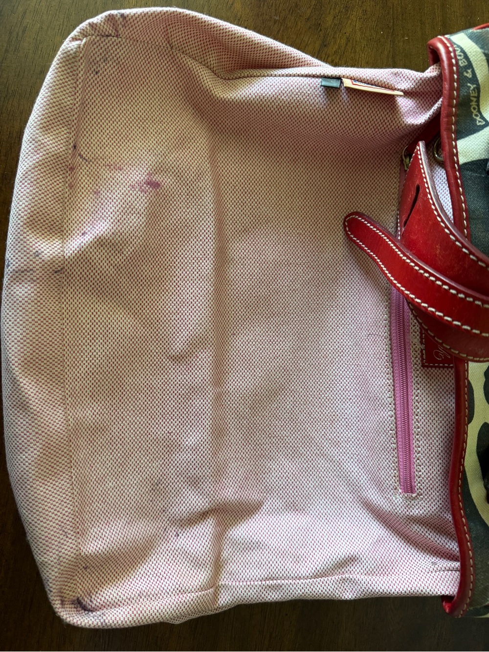 Dooney & Bourke Brown Giraffe-Print Tote with Red Trim - Picture 4 of 10